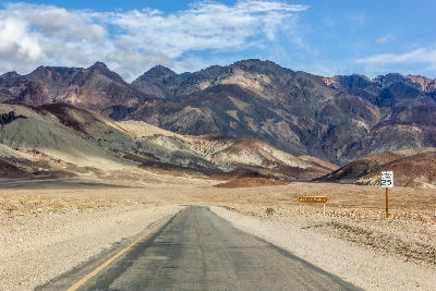 Driving Artists Drive Death Valley Black Mountains California road