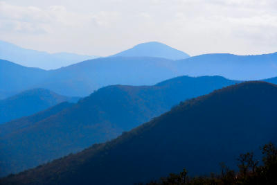 Blue mountain ridges in the Makhonjwa Mountains near Barberton, Mpumalanga, South Africa.