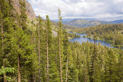Mammoth Lakes Basin layered alpine lakes pine forest Sierra Nevada California